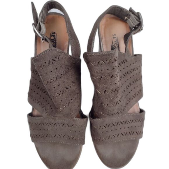 Seychelles Womens Olive Green Bora Suede Chunky Block Sandal Heel Size 7 Neutral - Picture 3 of 10